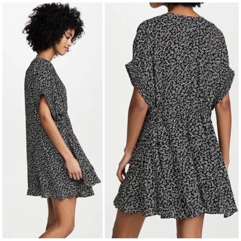 FREE PEOPLE One Fine Day Babydoll Pleated Mini Ruffle Hem Dress